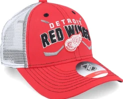 Kids-Outerstuff Kids Detroit Wings Lockup Meshback /White Trucker - Red