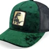 Velvet Caps | Kids-Calza Pennello Kids Dino Gold Patch Velvet Green/Black A-Frame Trucker -