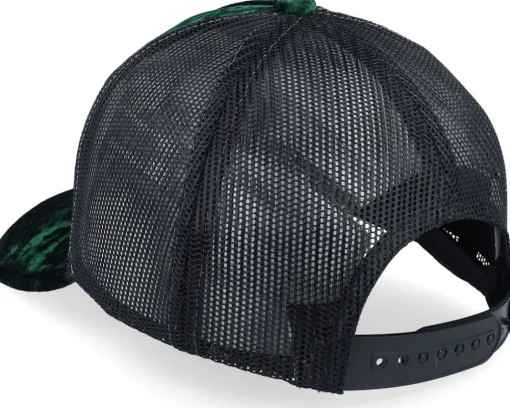 Velvet Caps | Kids-Calza Pennello Kids Dino Gold Patch Velvet Green/Black A-Frame Trucker -