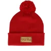 Pom Beanies-Beechfield Kids Engraved Suede Patch Classic Pom - Red