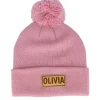 Pom Beanies | Kids-Beechfield Kids Engraved Suede Patch Dusky Pom - Pink