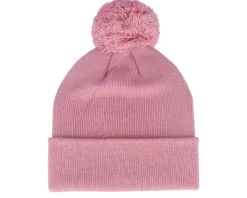 Pom Beanies | Kids-Beechfield Kids Engraved Suede Patch Dusky Pom - Pink