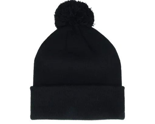 Pom Beanies-Beechfield Kids Engraved Suede Patch Pom - Black