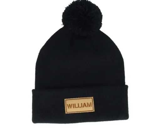 Pom Beanies-Beechfield Kids Engraved Suede Patch Classic Pom - Red