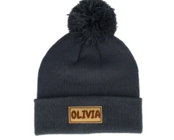 Pom Beanies-Beechfield Kids Engraved Suede Patch Classic Pom - Red