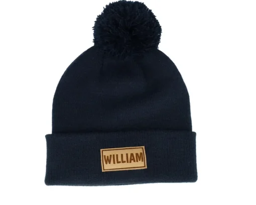 Pom Beanies-Beechfield Kids Engraved Suede Patch Classic Pom - Red