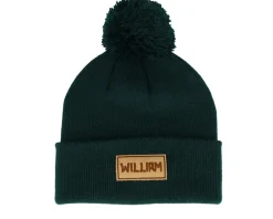 Pom Beanies-Beechfield Kids Engraved Suede Patch Classic Pom - Red