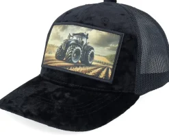 Best Kiddo Cap Kids Farming Tractor Patch Velvet Black Trucker -