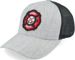 Kids-Kiddo Cap Kids Fire Fighter Junior 3d Patch Heather Grey/Black Trucker -
