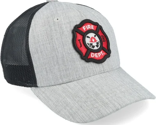 Kids-Kiddo Cap Kids Fire Fighter Junior 3d Patch Heather Grey/Black Trucker -
