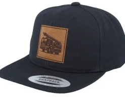 Kids-Kiddo Cap Kids Fire Truck Engraved Patch Black Snapback -