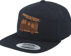 Snapback | Kids-Kiddo Cap Kids Fire Truck Engraved Black Snapback -