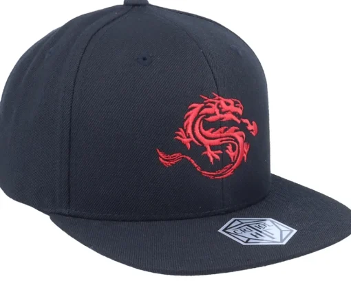 Kids-Critiql Hit Kids Flaming Fire Dragon Black Snapback -