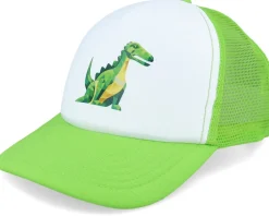 Kids-Kiddo Cap Kids Geometry Dinosaur Limegreen/White Foam Trucker - Green, White