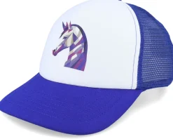 Clearance Kiddo Cap Kids Geometry Unicorn Royal Blue/White Foam Trucker - White, Blue