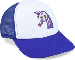 Clearance Kiddo Cap Kids Geometry Unicorn Royal Blue/White Foam Trucker - White, Blue
