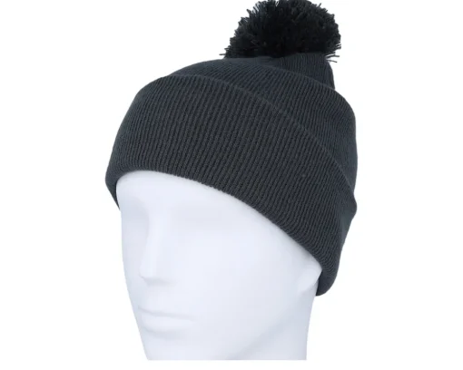 Pom Beanies | Blank Beanies-Beechfield Kids Graphite Junior Pom - Grey