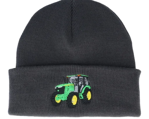 Cuff Beanies | Kids-Kiddo Cap Kids Green Tractor Graphite Grey Beanie -