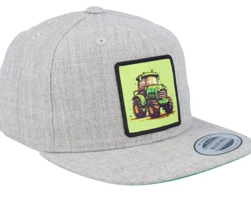 Snapback | Kids-Kiddo Cap Kids Green Tractor Grey Snapback -