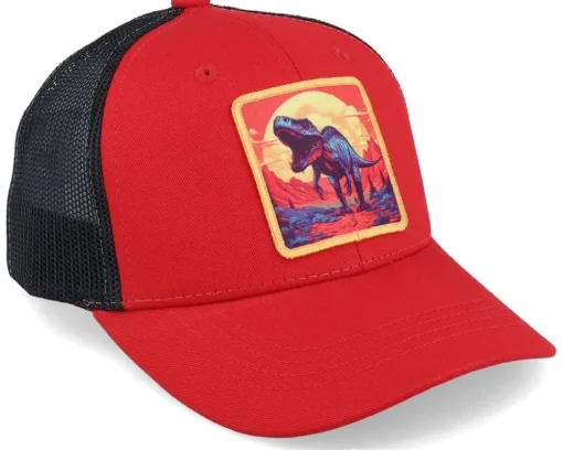 Trucker-Kiddo Cap Kids Kids T-rex Red/Yellow Patch Scarlet/Black Trucker -