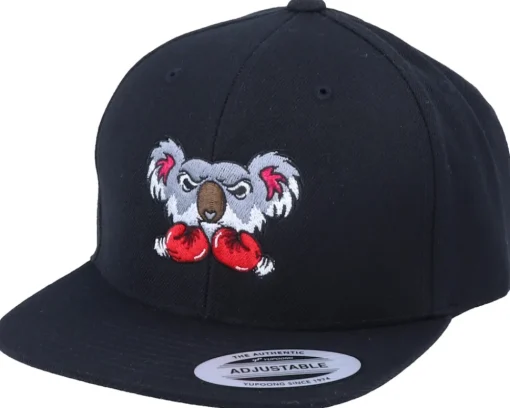 Kids-Kiddo Cap Kids Koala Bear Boxer Black Snapback -
