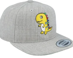 Snapback | Kids-Kiddo Cap Kids Little Yellow Dinosaur Grey Snapback -
