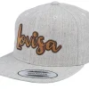 New Kiddo Cap Kids Lovisa Engraved Patch Heather Snapback - Grey