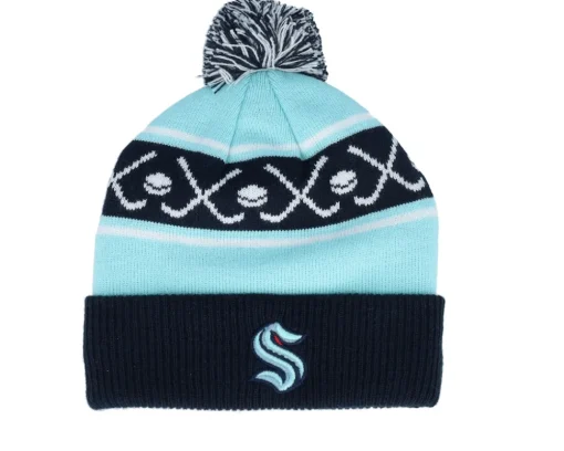 Pom Beanies-Outerstuff Kids Minnesota Wild Face-off Cuff Pom Beanie Fir/Black Pom - Green, Black