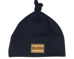 Best Babybugz Kids Navy One-knot Engraved Suede Patch Beanie - Blue