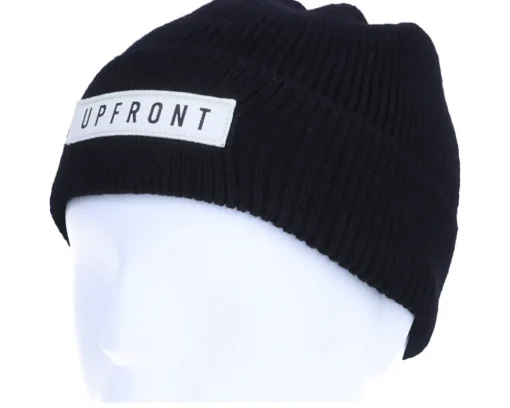 Cuff Beanies-Upfront Kids Ocean Youth Beanie Black Cuff -