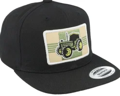 Hot Kiddo Cap Kids Old Tractor Big Patch Snapback - Black