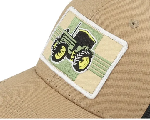 Best Kiddo Cap Kids Old Tractor Big Patch Caramel/Black Trucker - Beige
