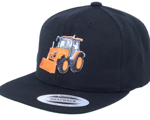 Online Kiddo Cap Kids Orange Tractor Black Snapback -