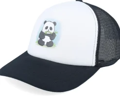 Kids-Kiddo Cap Kids Panda Bear Black/White Vintage Foam Trucker -