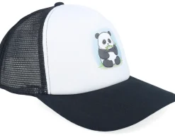 Kids-Kiddo Cap Kids Panda Bear Black/White Vintage Foam Trucker -