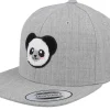 Snapback | Kids-Kiddo Cap Kids Panda Chenille Patch Heather Grey Snapback -