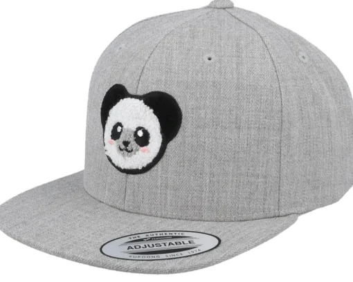 Snapback | Kids-Kiddo Cap Kids Panda Chenille Patch Heather Grey Snapback -