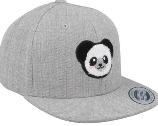 Snapback | Kids-Kiddo Cap Kids Panda Chenille Patch Heather Grey Snapback -