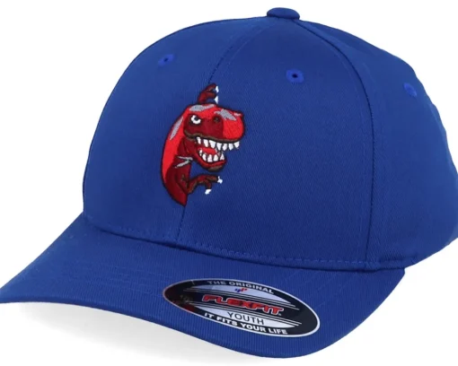 Best Kiddo Cap Kids Peeping Dino T-rex Royal Blue Flexfit -
