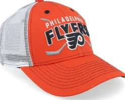 Kids-Outerstuff Kids Philadelphia Flyers Lockup Meshback Burnt /White Trucker - Orange