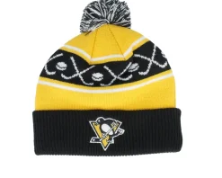 Fashion Outerstuff Kids Pittsburgh Penguins Face-off Cuff Beanie /Yellow Pom - Black