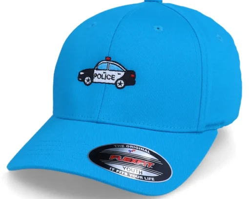Kids-Kiddo Cap Kids Police Car Sky Blue Flexfit -