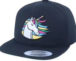 Kids-Unicorns Kids Rainbow Unicorn Black Snapback -