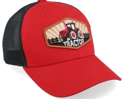 Kids-Kiddo Cap Kids Red Tractor Wide Patch Scarlet/Black Trucker -