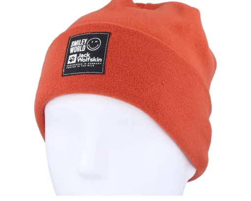 New Jack Wolfskin Kids Smileyworld Teen Beanie Intense Rust Cuff -