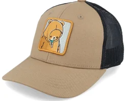 Best Kiddo Cap Kids Smiling Teddy Patch Caramel/Black Trucker -