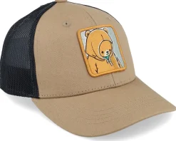 Best Kiddo Cap Kids Smiling Teddy Patch Caramel/Black Trucker -
