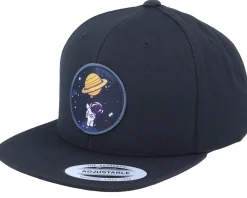 Kids-Kiddo Cap Kids Space Astronaut Saturn Black Snapback -