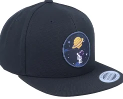 Kids-Kiddo Cap Kids Space Astronaut Saturn Black Snapback -