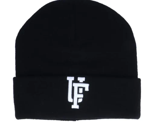 Cuff Beanies-Upfront Kids Spinback Youth Beanie Black Cuff -
